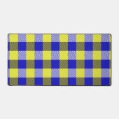 Blue Yellow Gingham Karo Design Schreibtischunterlage (Vorderseite)