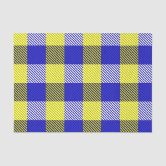 Blue Yellow Gingham Karo Design Seidenpapier (Vorderseite)