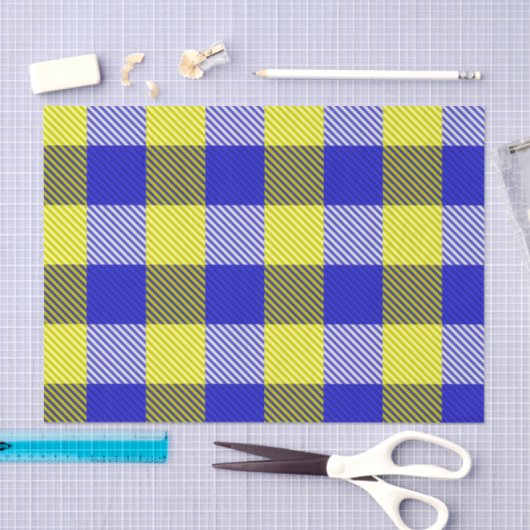 Blue Yellow Gingham Karo Design Seidenpapier (Handwerk)