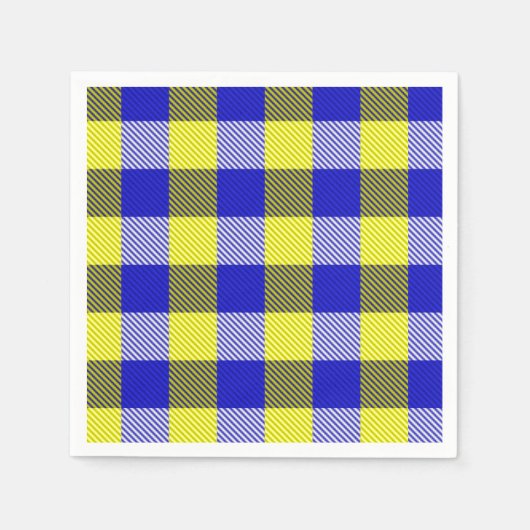 Blue Yellow Gingham Karo Design Serviette (Vorderseite)