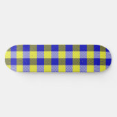 Blue Yellow Gingham Karo Design Skateboard (Horizontal)