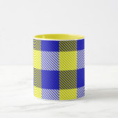 Blue Yellow Gingham Karo Design Tasse (Zentrum)