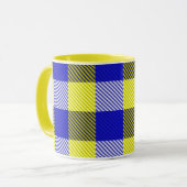 Blue Yellow Gingham Karo Design Tasse (Vorderseite Links)