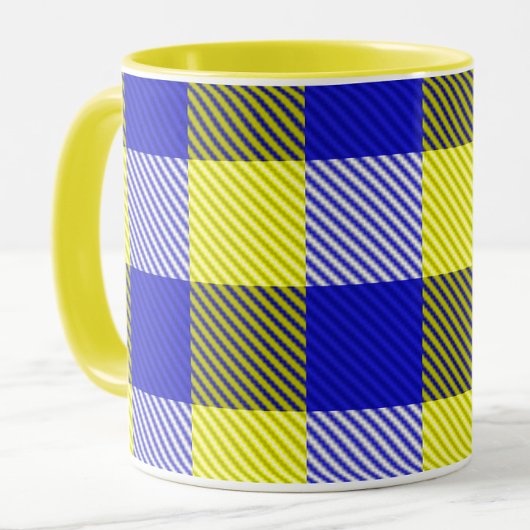 Blue Yellow Gingham Karo Design Tasse