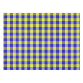 Blue Yellow Gingham Karo Design Tischdecke (Vorderseite (Horizontal))