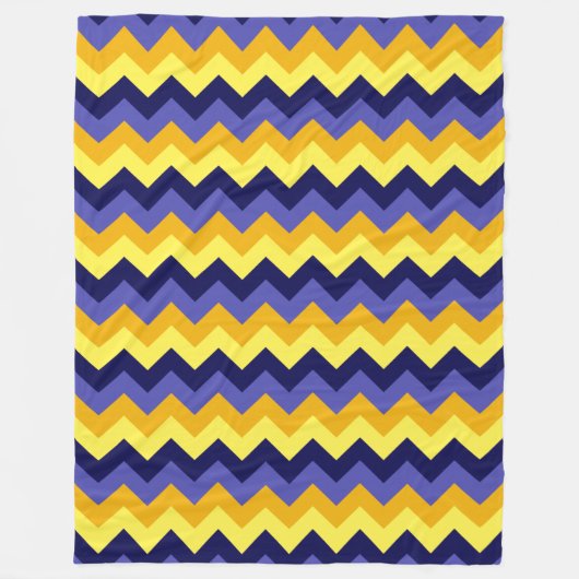 Blue Yellow Gold Chevrons Large Fleece Blanket (Vorderseite)
