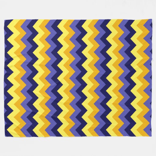 Blue Yellow Gold Chevrons Large Fleece Blanket (Vorderseite (Horizontal))