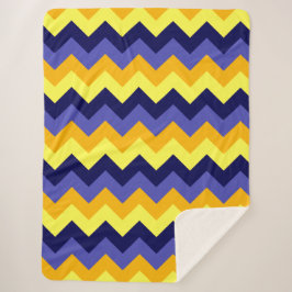 Blue Yellow Gold Chevrons Large Sherpa Blanket Sherpadecke