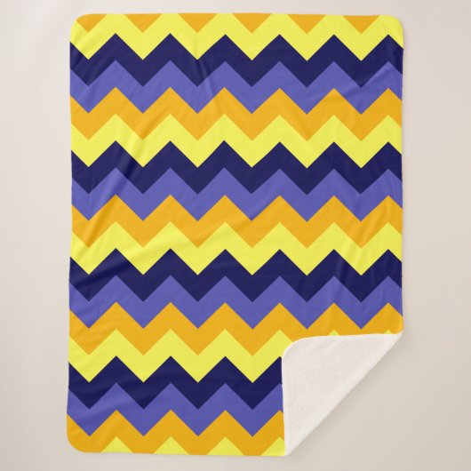 Blue Yellow Gold Chevrons Large Sherpa Blanket Sherpadecke (Vorderseite)