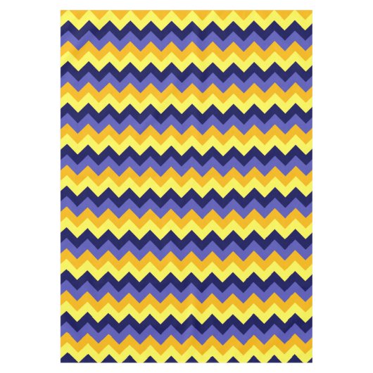 Blue Yellow Gold Chevrons Medium Tablecloth Tischdecke (Vorderseite)