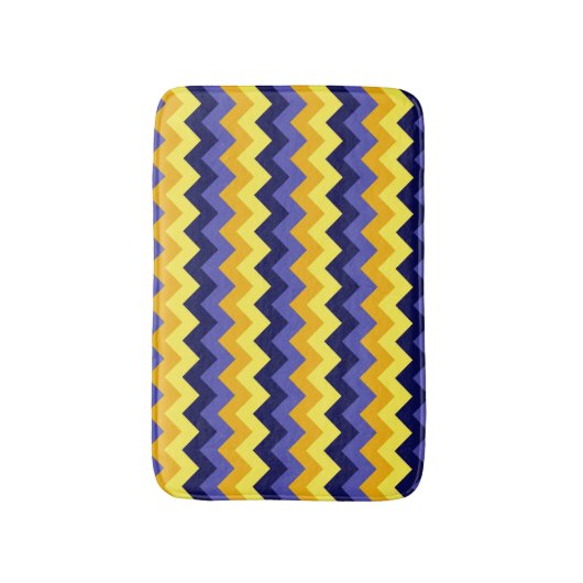 Blue Yellow Gold Chevrons Small Bath Mat Badematte (Vorderseite Vertikal)