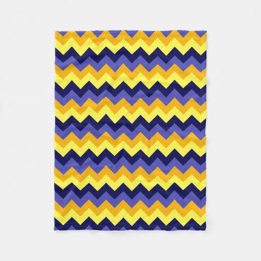 Blue Yellow Gold Chevrons Small Fleece Blanket (Vorderseite)