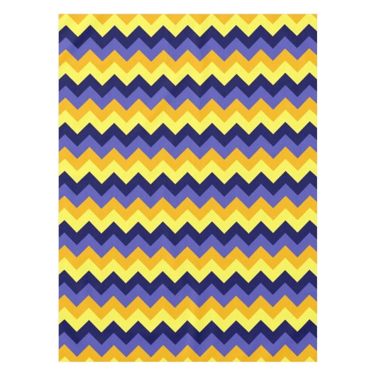 Blue Yellow Gold Chevrons Small Tablecloth Tischdecke (Vorderseite)