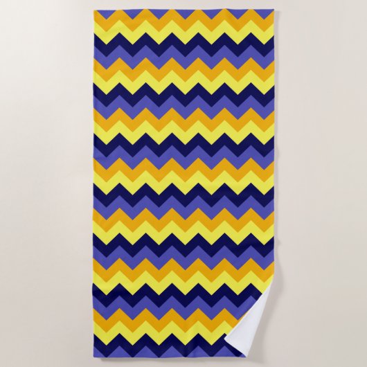 Blue Yellow Gold Chevrons Strandtuch (Vorderseite)