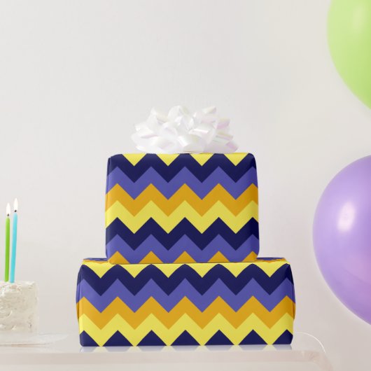 Blue Yellow Gold Chevrons Wrapping Paper Geschenkpapier (Partygeschenke)