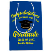 Blue Yellow Graduate Custom 2024 Graduation Party Mittlere Geschenktüte (Vorderseite)