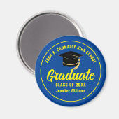 Blue Yellow Graduate Custom 2025 Abschluss Magnet (Vorderseite/Rückseite)