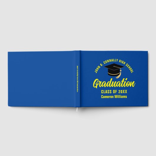 Blue Yellow Graduate Custom 2025 Graduation Party Gästebuch (Voll)