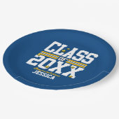 Blue|Yellow Graduating Class Year Pappteller (Schrägansicht)