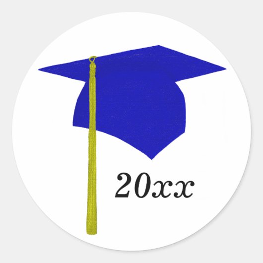 Blue & Yellow Graduation Cap Stickers, Klasse Runder Aufkleber (Vorderseite)