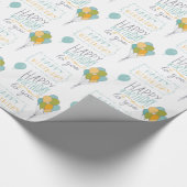 Blue Yellow Green Happy Birthday Balloons Geschenkpapier (Ecke)