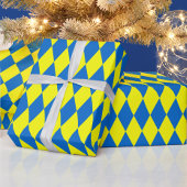 Blue Yellow Harlequin Checkered Design Geschenkpapier
