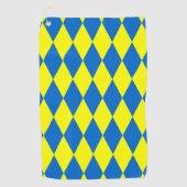 Blue Yellow Harlequin Checkered Design  Golfhandtuch (Vorderseite)