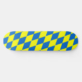 Blue Yellow Harlequin Checkered Design Skateboard (Horizontal)