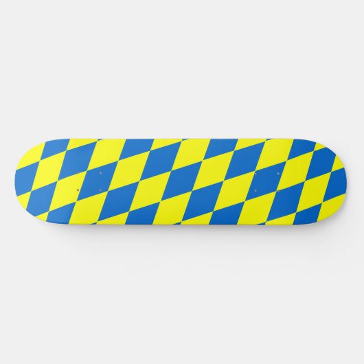Blue Yellow Harlequin Checkered Design  Skateboard (Horizontal)
