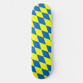 Blue Yellow Harlequin Checkered Design Skateboard (Vorderseite)