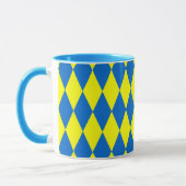 Blue Yellow Harlequin Checkered Design Tasse (Links)