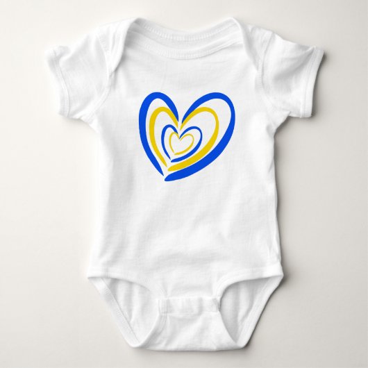 Blue Yellow Heart Liebe and Peace Ukraine Inspirie Baby Strampler (Vorderseite)