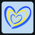 Blue Yellow Heart Peace Anti War Support Ukraine Quadratischer Aufkleber<br><div class="desc">Blue Yellow Heart Peace Anti War Support Ukraine Square Sticker.</div>