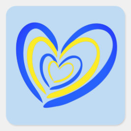 Blue Yellow Heart Peace Anti War Support Ukraine Quadratischer Aufkleber