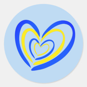 Blue Yellow Heart Peace No War Ukraine Inspiration Runder Aufkleber