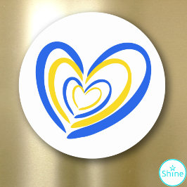 Blue Yellow Heart Ukraine Inspiriert Frieden Anti Runder Aufkleber