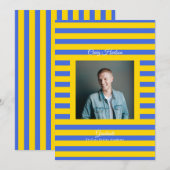 Blue Yellow High School Grad Announcement Card Ankündigung (Vorne/Hinten)