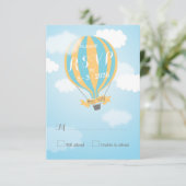 Blue Yellow Hot Air Balloon Baby Showkarte RSVP Ca (Stehend Vorderseite)
