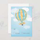 Blue Yellow Hot Air Balloon Baby Showkarte RSVP Ca (Vorne/Hinten)