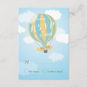 Blue Yellow Hot Air Balloon Baby Showkarte RSVP Ca Karte