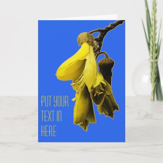 BLUE YELLOW KOWHAI BLUME NZ KIWI CUSTOM GREETINGS KARTE (Vorderseite)