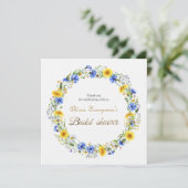 Blue Yellow Lavender Wildflower Wreath Dankeskarte (Stehend Vorderseite)