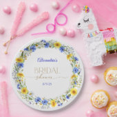 Blue Yellow Lavender Wildflower Wreath Pappteller (Party)