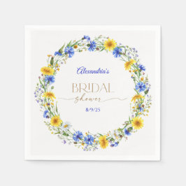 Blue Yellow Lavender Wildflower Wreath Serviette