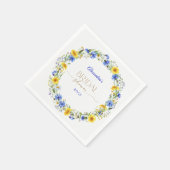 Blue Yellow Lavender Wildflower Wreath Serviette (Ecke)