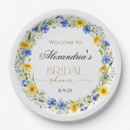 Blue Yellow Lavender Wildflower Wreath Welcome Pappteller