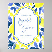 Blue Yellow Lemons Brautparty Begrüßungszeichen