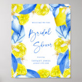 Blue Yellow Lemons Bridal Shower Welcome Sign Poster (Vorne)