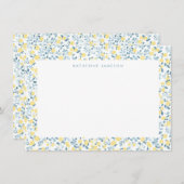 Blue Yellow Lemons Limoncello Monogram NoteCard Mitteilungskarte (Vorne/Hinten)