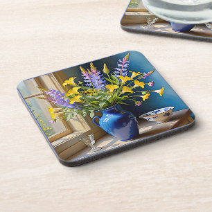 Blue Yellow Lila Bouquet Art Getränkeuntersetzer